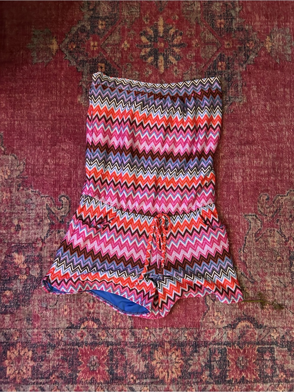 Women’s Pink Chevron Strapless Romper Shorts